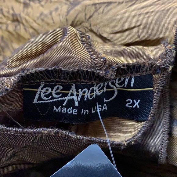 Lee Andersen - Crushed Silk Midi Scoop Neck Dress Tres Earth Bronze NEW - Picture 7 of 8